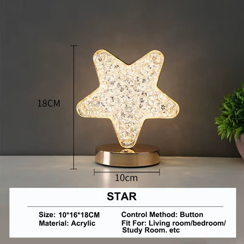Touch Control 3D Crystal Track Night Light Girls Room Home Decor Aesthetics USB Bedside LED Ambient Table 3D Moon Lamp