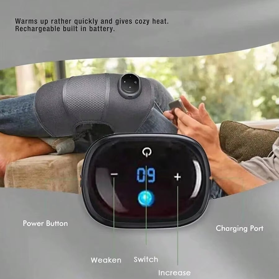 2026 Heated and Vibrating Knee Massage Pad, Intelligent Button, Adjustable Multi-Level, LED Display Rechargeable
