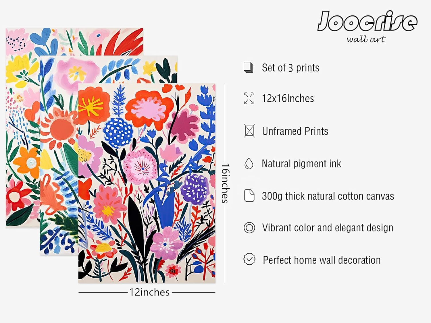 Flower Market Wall Art Set of 3 Floral Wall Decor Henri Matisse Canvas Wall Art