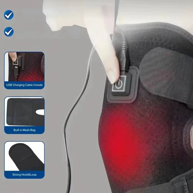 2026 Heated and Vibrating Knee Massage Pad, Intelligent Button, Adjustable Multi-Level, LED Display Rechargeable
