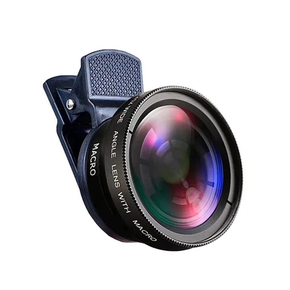2 in 1 Clip-On Fish Eye Magnifiers Mobile Phone Lens Professional Mobile Phone Camera Lenses 15X Macro 0.45X Super Wide Angle