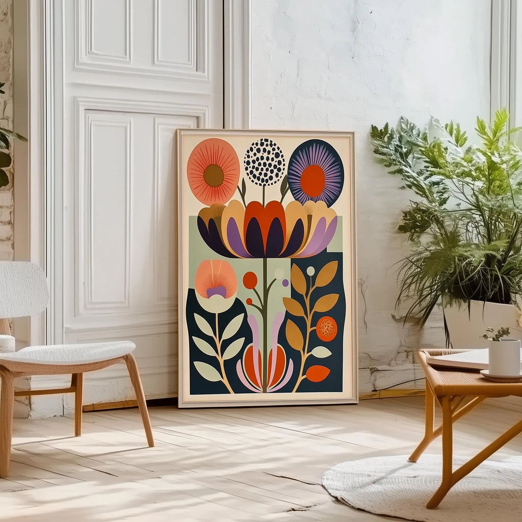 Scandinavian Art Norwegian Folk Art Floral Print Set of 3 Nordic Wall Art Scandi Folk Poster Boho Wall Decor Living Room Prints