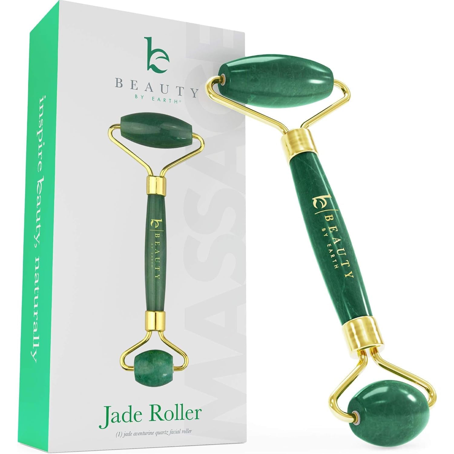 Jade Roller for Face - Smoothes Fine Lines & Wrinkles, Stocking Stuffers for Women, Massager Skin Care Tools with Small Eye Roller for Puffy Eyes, De-Puffing & Firming Facial Tool, Self Care Gifts
