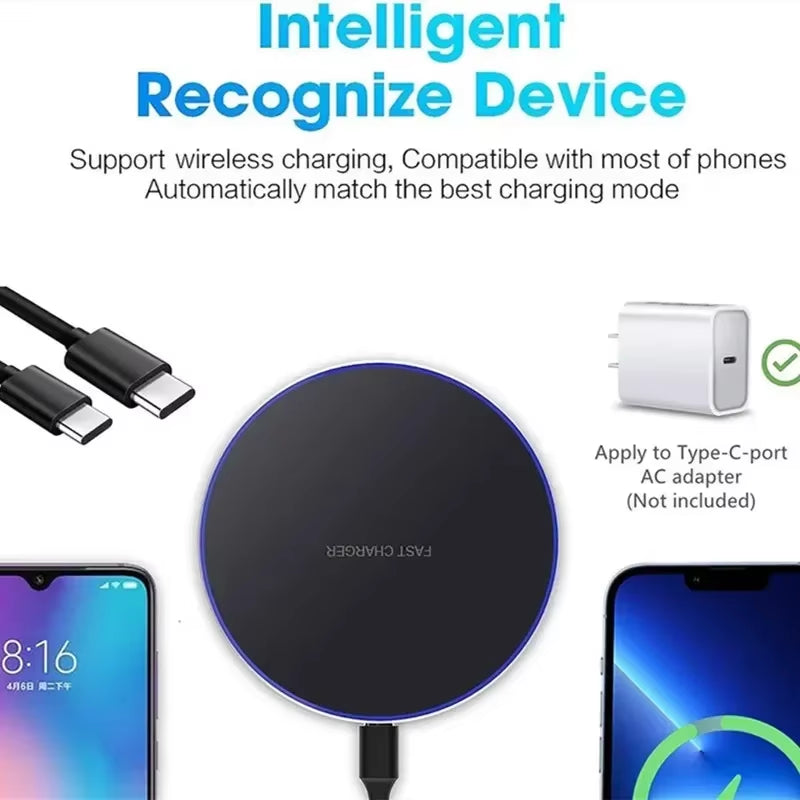 Wireless Charger Mobile Phone Chargers Pad Stand for Iphone 16 15 14 13 12 11 Pro Max Samsung Xiaomi Fast Charging Dock Station