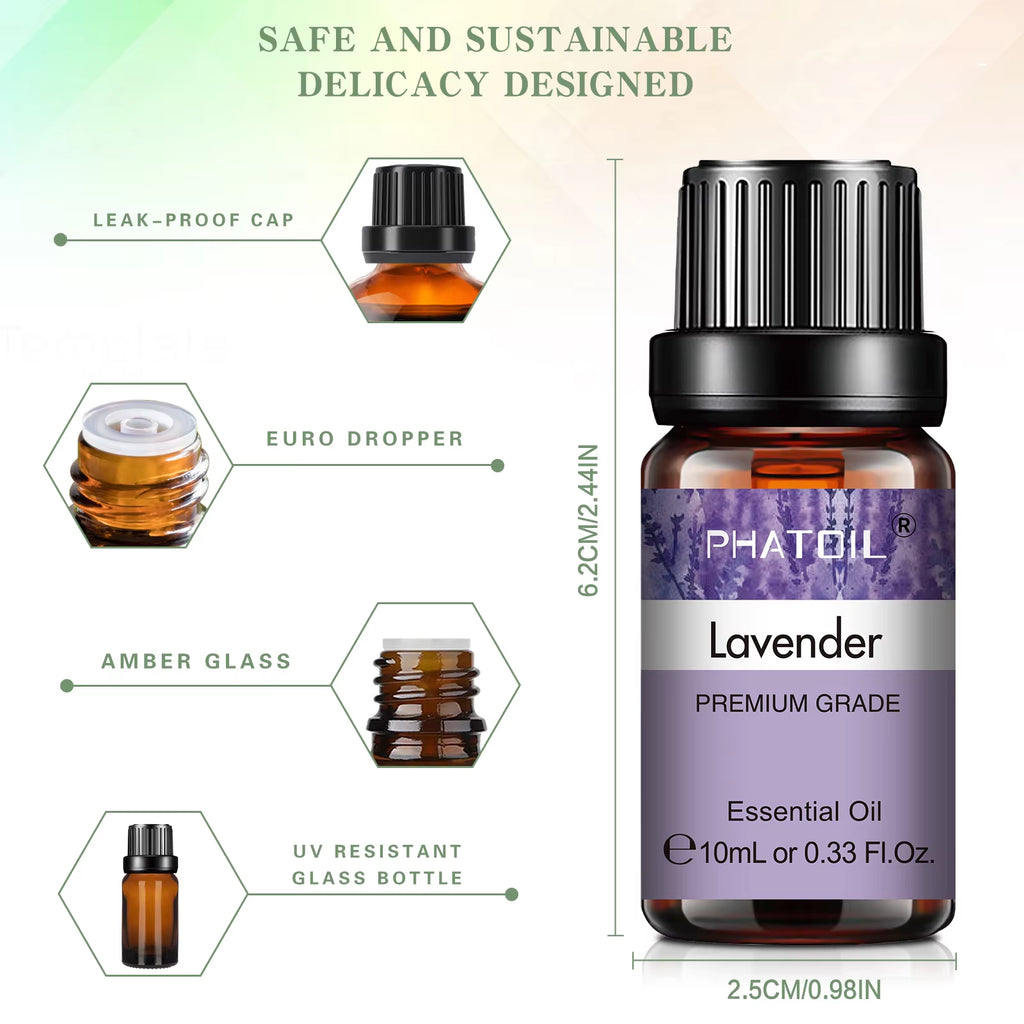 10Ml Lavender Essential Oils Pure Natural for Diffuser Humidifier Aromatherapy Jasmine Vanilla Aroma Oil for Skin Care, DIY Soap
