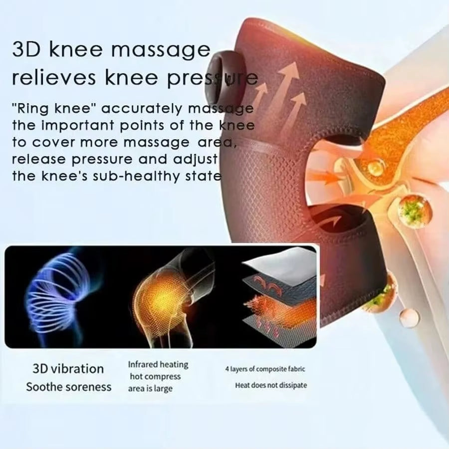 2026 Heated and Vibrating Knee Massage Pad, Intelligent Button, Adjustable Multi-Level, LED Display Rechargeable