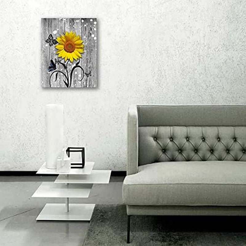 Sunflower Floral Wall Art Sunflower Painting Wall Picture Flower Artwork Printswall Decor -Living Room Bathroom Bedroom Office Wall Decor Home-Frame Wall Art (Sunflower, 16X20Inch)