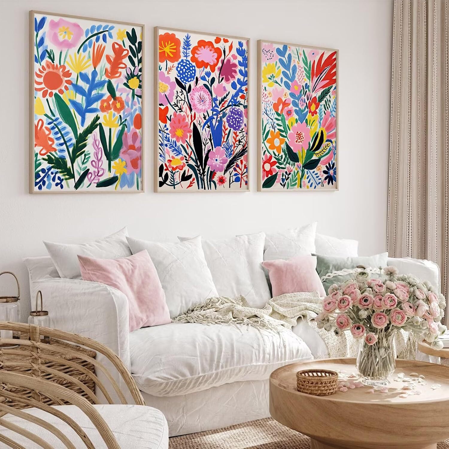 Flower Market Wall Art Set of 3 Floral Wall Decor Henri Matisse Canvas Wall Art