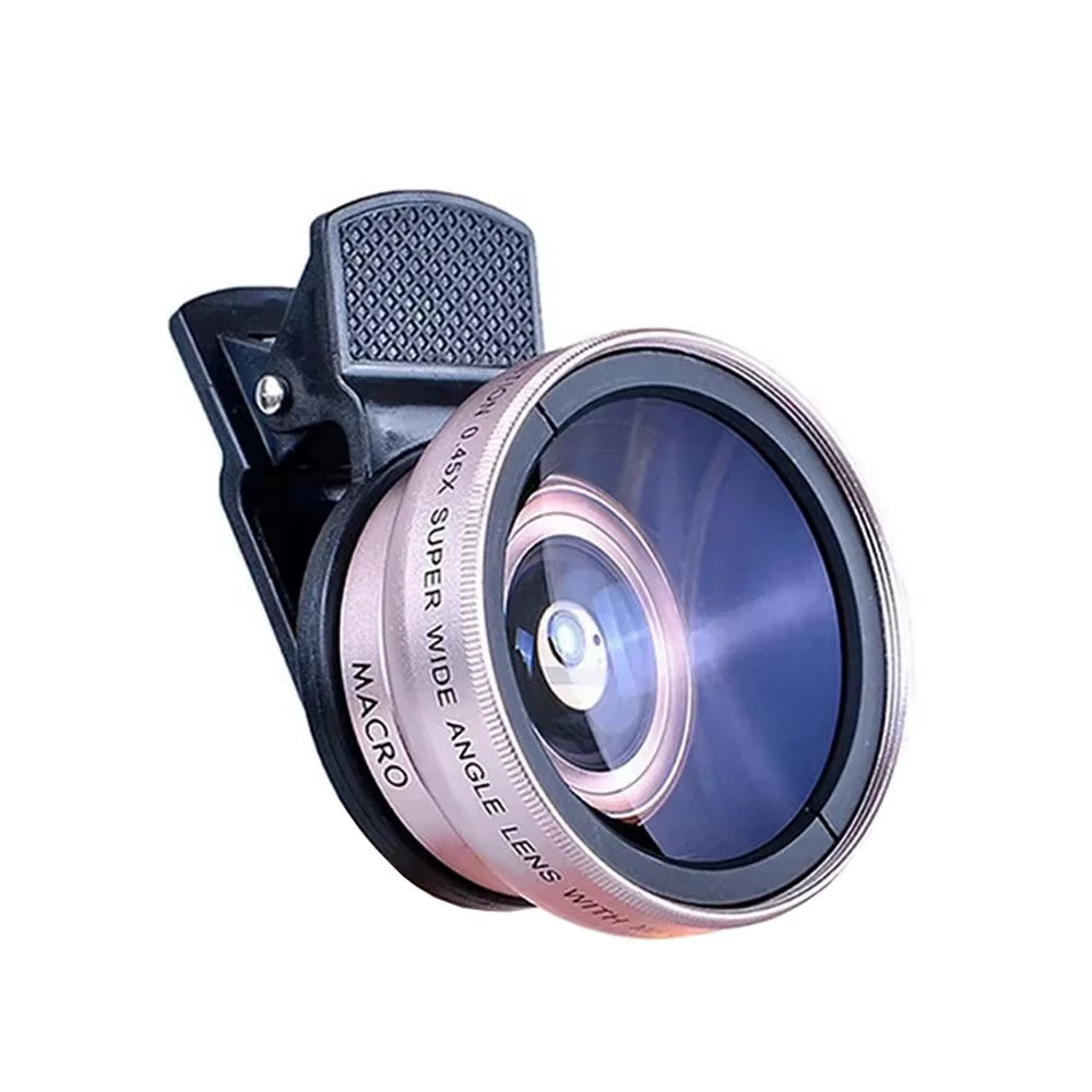 2 in 1 Clip-On Fish Eye Magnifiers Mobile Phone Lens Professional Mobile Phone Camera Lenses 15X Macro 0.45X Super Wide Angle